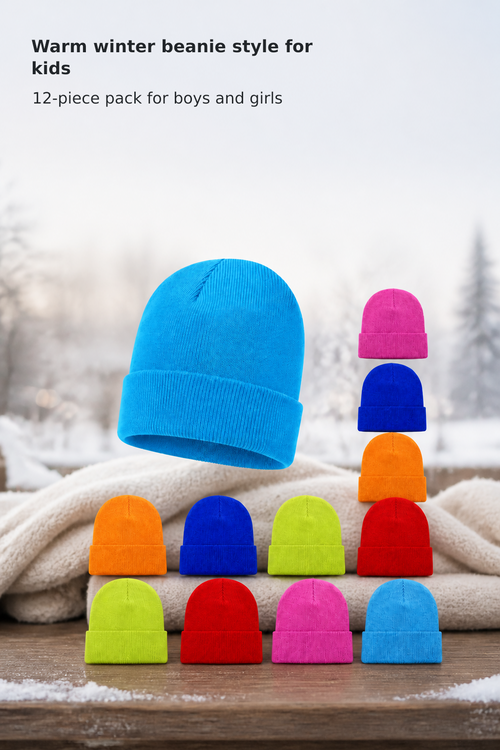 12-Pack Kids’ Warm Winter Knit Hats