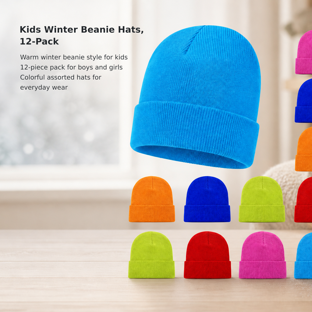 12-Pack Kids’ Warm Winter Knit Hats