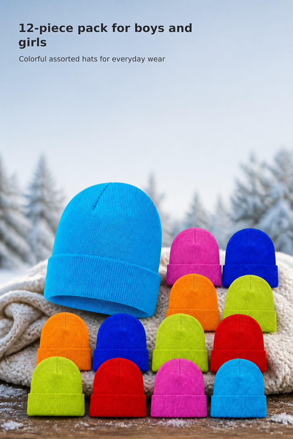 12-Pack Kids’ Warm Winter Knit Hats